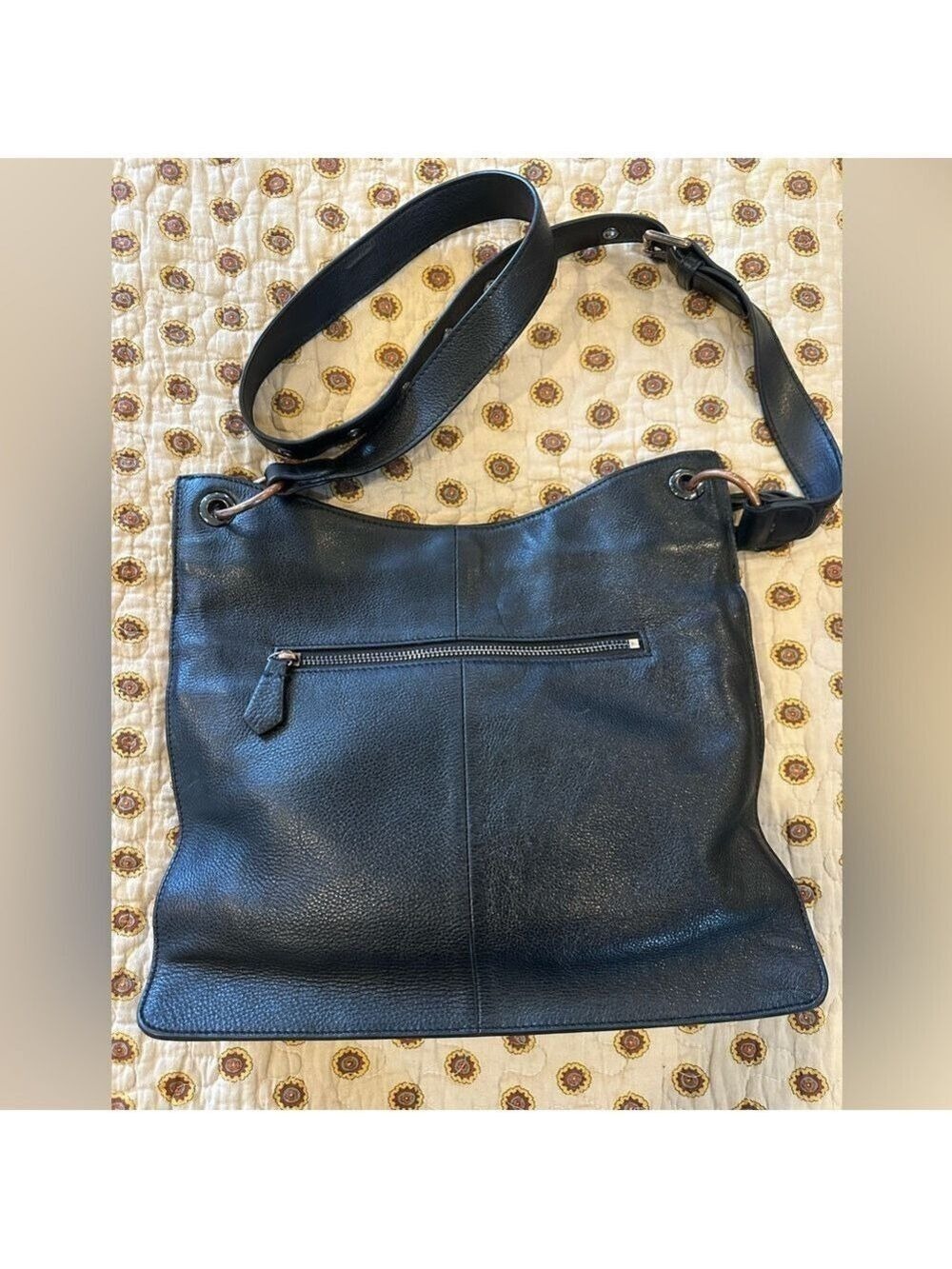 Rachel Roy Black Genuine Leather Accordian Crossbody Bag - Picture 2 of 7